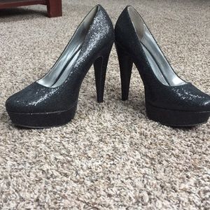 Black sparkly heels